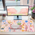 iCasso Desk Cover Mat, Extra Large Mouse Pad, Desk Pad Mat,Office Matt for Desktop Protector, Anti-Slip XXL Big Mousepad with Stitched Edges for Laptop Computer Keyboard (Pink)