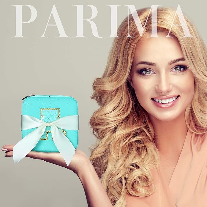 Parima Travel Jewelry Box for Girls Women, Jewelry Organizer Box | Personalized Jewelry Boxes for Women Girls Jewelry Box | Necklace Earrings Ring Box - Letter J, Aqua Blue