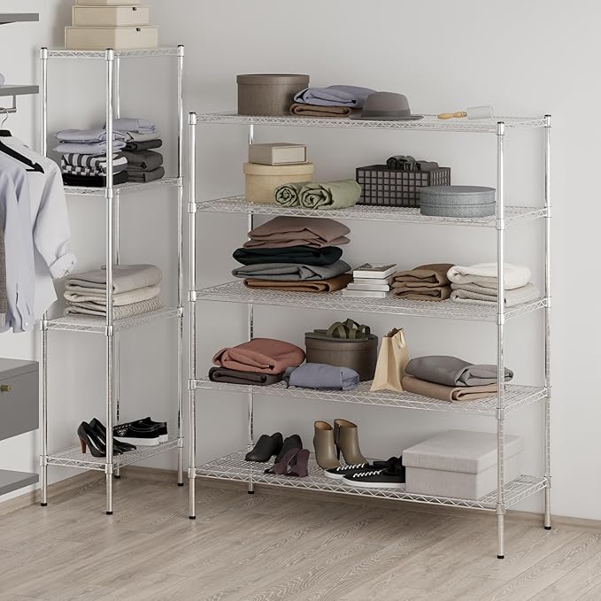 21" Deep x 54" Wide x 64" Height Wire Shelving Kit | 5-Tier | NSF Commercial Storage Rack Unit