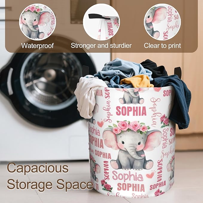 Custom Name Laundry Hamper, Personalized Laundry Baskets with Name for Boys Girls Women Men, Customized Collapsible Dirty Clothes Hamper Easy Storage Gifts for Bedroom Bathroom Living Room