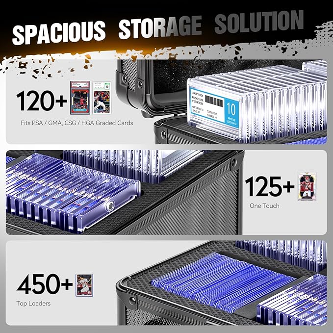 Graded Card Storage Box, Top Loader Boxes, Sports Trading Card Storage Case, Slab PSA/GMA/CSG/SGC/HGA Magnetic Holder, Baseball Football Card Case, Holds 200+ Cards