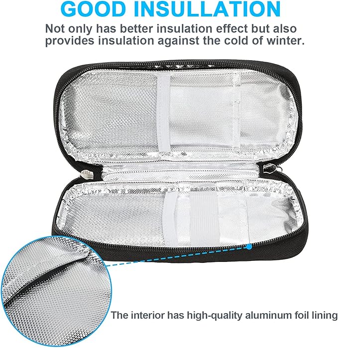 YOUSHARES Insulin Cooler Travel Case - Portable Refrigerated Medicine Case for Insulin Pen, Medication and Diabetic Supplies with 2 TSA Approved Ice Pack