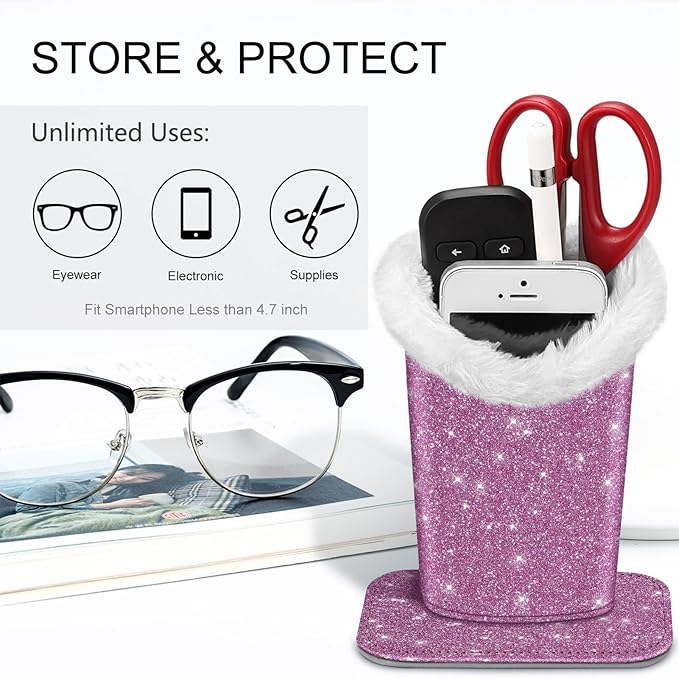 Fintie Plush Lined Eyeglasses Holder, Glasses Stand Case, Anti-scratch Glasses Storage Organizer for Desk, Nightstand, Office