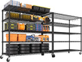 PrimeZone 2 Packs 48" W x 24" D x 81" H Heavy Duty Wire Storage Shelves with Wheels, 5 Tier Adjustable NSF Certified Garage Shelving Unit, Rolling Metal Organizer Shelf Rack for Warehouse, Pantry