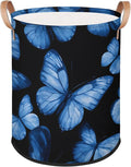 Foldable Laundry Hamper with Elegant Blue Butterfly Pattern - Collapsible Storage Basket for Bedroom, Portable Organizer for Blankets, Toys, Clothes