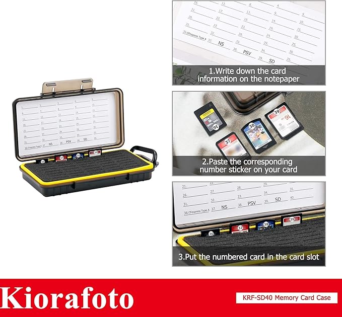 40 Slots Durable Memory Card Case Holder Organizer Keeper Water-Resistant Protector for SD SDHC SDXC Cfexpress Type A Camera Memory Card for Sony PSV PS Vita for Nintendo Switch Game Cards Storage