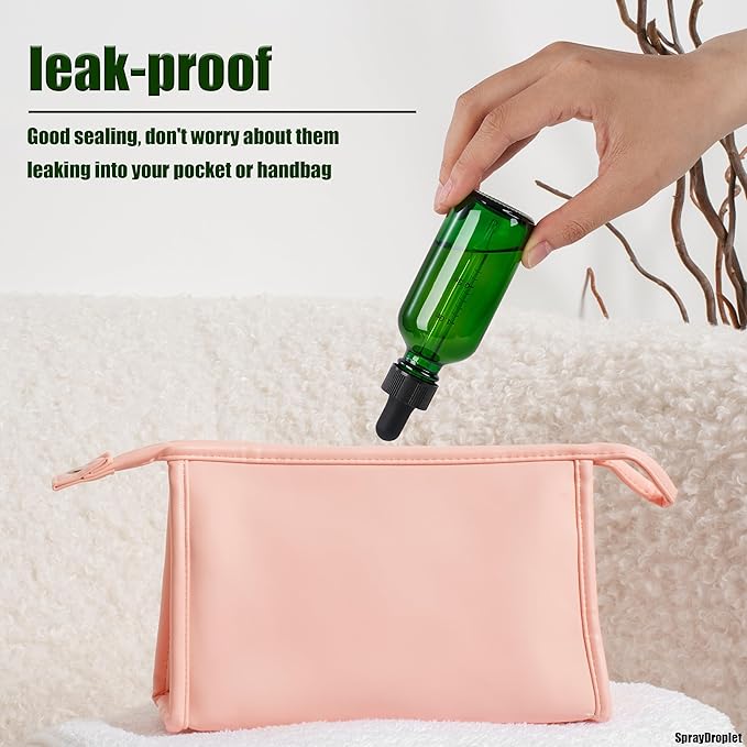 48 Pcs, 2oz Glass Dropper Bottle, Leakproof Tincture Bottles with Dropper, Green Reusable Eye Dropper Bottle, for All Kinds of Liquids (Green, 2oz-48pcs)