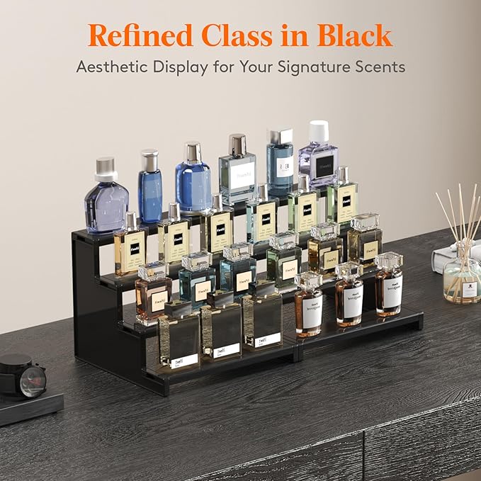 Lifewit Cologne Organizer for Men, 4 Tier Plastic Perfume Stand, Tool-free Assembly, Display Shelf for Fragrance, Aftershave, Skincare, Makeup for Vanity, Bedroom, Bathroom Storage, 9 Inch,1 Pcs