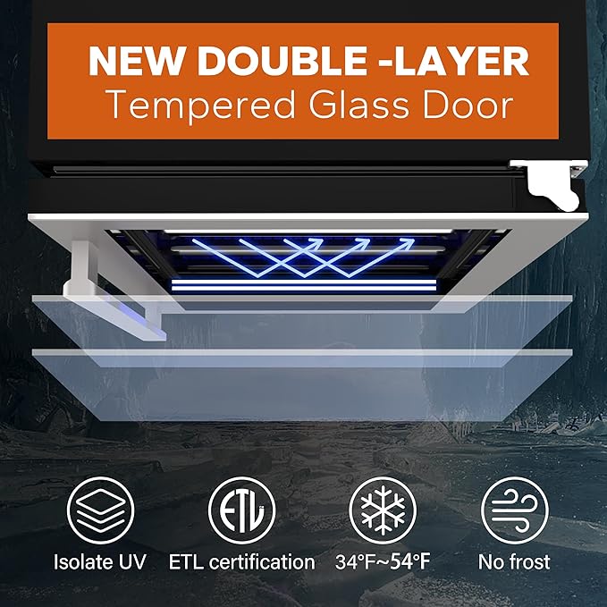 Ca'Lefort 15 Inch Beverage Refrigerator - 100 Can Small Beverage Fridge, Drink Fridge Glass Door 3 LED 34°F -54°F Beverage Cooler Built-in or Freestanding, Perfect for Home/Kitchen(3.0 cu.ft)
