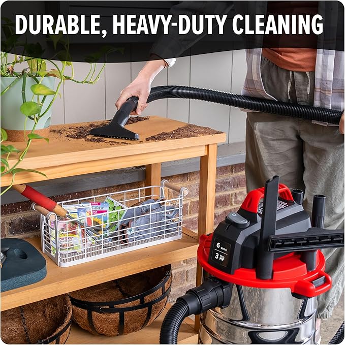 Dirt Devil 6 Gallon Corded Wet Dry Shop Vacuum, Portable, Heavy Duty Vacuum for Garage, Home, Workshop or Vehicle, Durable Design with Versatile Tools, Wet/Dry Shop Vac