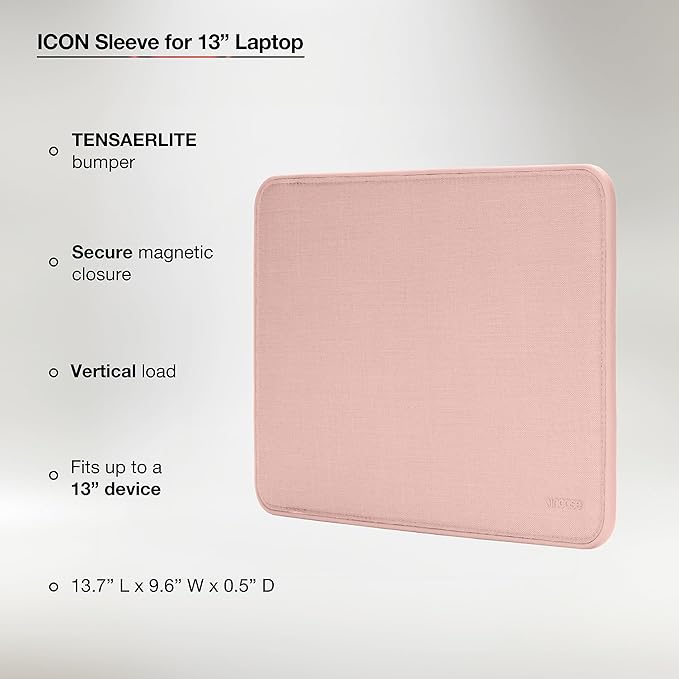Incase ICON Sleeve with Woolenex - MacBook Air 13 inch Case - 2025, 2024, 2023, 2022, M4, M3, M2 - Fitted MacBook Case, Laptop Sleeve, Hard Cover, Durable, Lightweight - Blush Pink