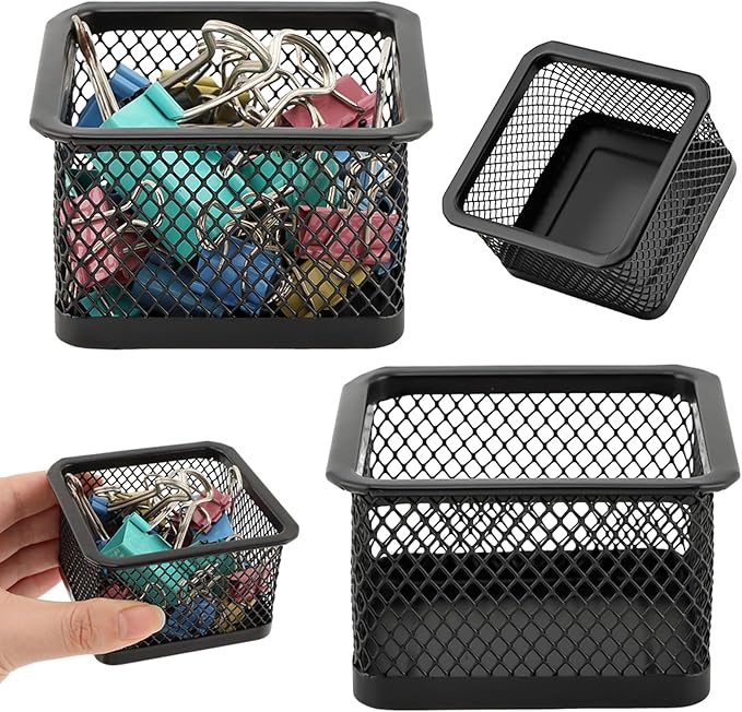 Paper Clip Holder for Desk, Paperclip Holders Mesh Paperclip Dispenser Organizer for Desk Binderclip Bobby Pin Holder Container for Home Office School(SIZE:4pcs)