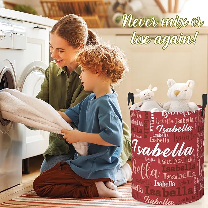 Custom Name Laundry Hamper, Personalized Laundry Baskets with Name for Boys Girls Women Men, Customized Collapsible Dirty Clothes Hamper Easy Storage Gifts for Bedroom Bathroom Living Room