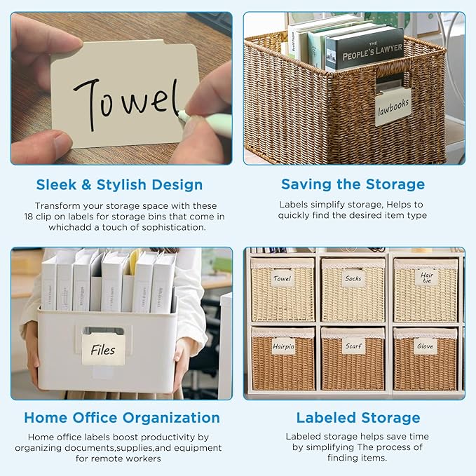 Metal Basket Bin Label Clip (Cream, 18 Metal Label Clip)