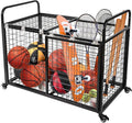 heodmaem Ball Cart Storage for Garage Compatible with Optional Divider, Extra Large Basketball Cage Bin for Indoor Outdoor, Heavy Duty Sports Equipment Organizer for Gym, School,Club