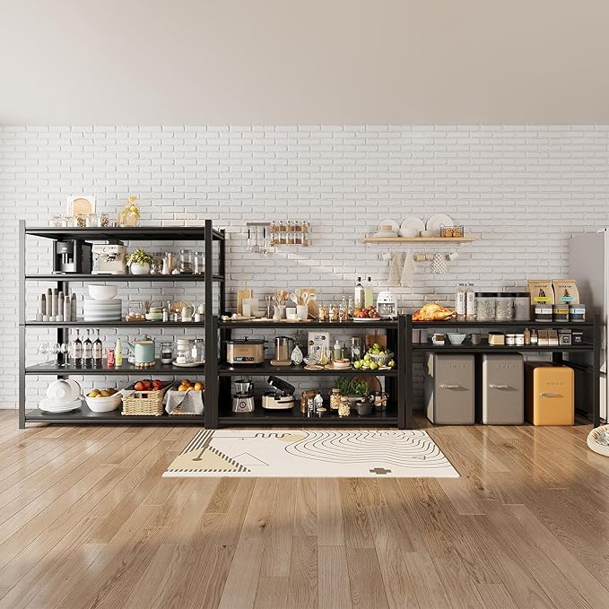 48.2" W Garage Shelving 3000LBS Storage Shelf Heavy Duty Garage Storage Shelves Adjustable 5 Tier Metal Shelves for Storage Industrial Heavy Duty Shelving Unit 24.2" Dx48.2 Wx72.2 H, 3 Pcs