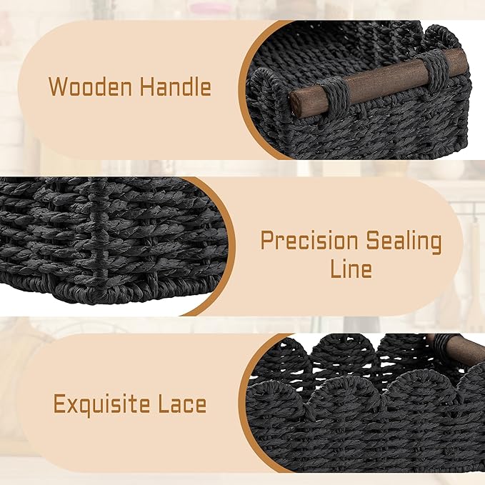 Storage Basket Wicker Baskets for Organizing Toilet Paper Storage Basket for Toilet Tank Top,Black