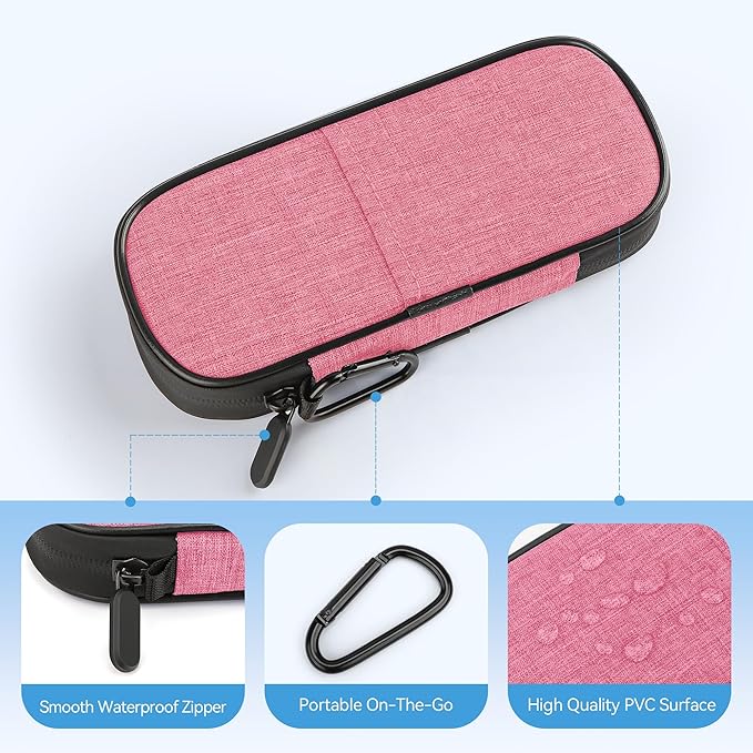 Insulin Cooler Travel Case Diabetic Medication Insulated Cool Organizer with 2 Reusable Ice Packs for Insulin Pen and Other Diabetic Supplies, for the Daily Life and Trip, Pink II Color