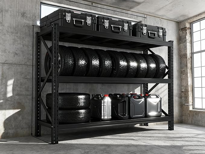 51.2" W Storage Shelves 3600lbs Garage Metal Shelving Heavy Duty Garage Shelves Adjustable Storage Shelves for Industrial, Factory,51.2" W X 23.6" D X 47.2" H