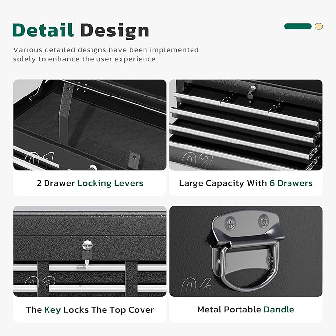 Greenvelly Metal Tool Chest,8-Drawer Rolling Tool Cart with Wheels,2 in 1 Detachable Tool Cabinets,Tool Box,Liners and Locking System for Garage,Warehouse,Workshop, Barbershop(Black)
