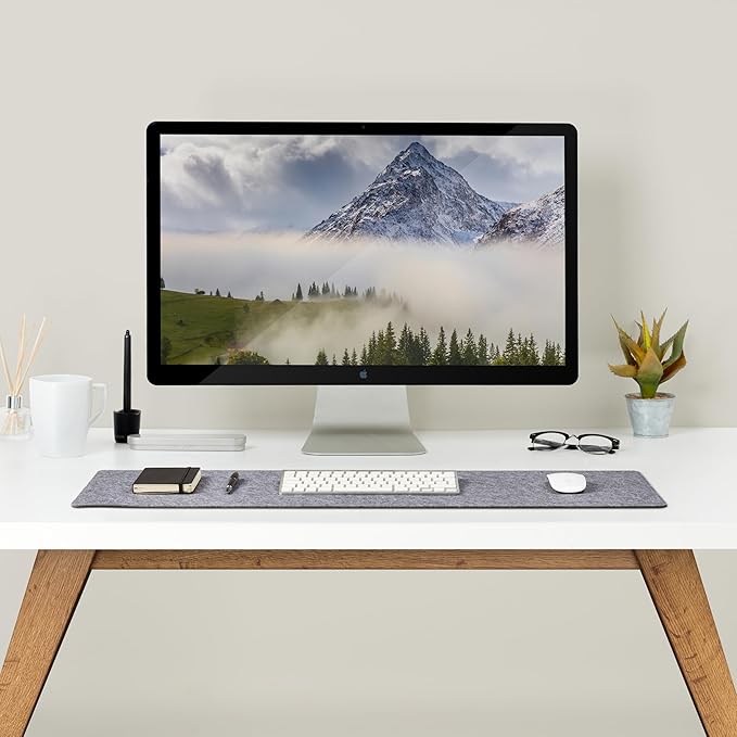 Premium Felt Desk Mat | Medium 12" x 36" | Multifunctional Desk Pad for Home Office | Mid Gray