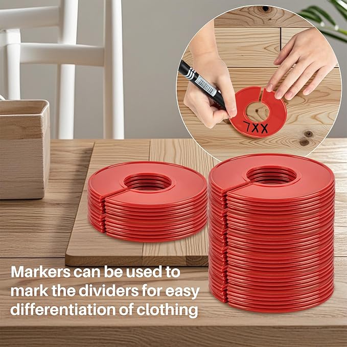Sukh Closet Dividers 30pcs - Plastic Clothes Organizer Shelf Tags Labels for Clothing Rack Wardrobe Store Warehouse Nursery Must Haves Boutique Supplies Sturdy Durable Flexible No Burrs (Red)