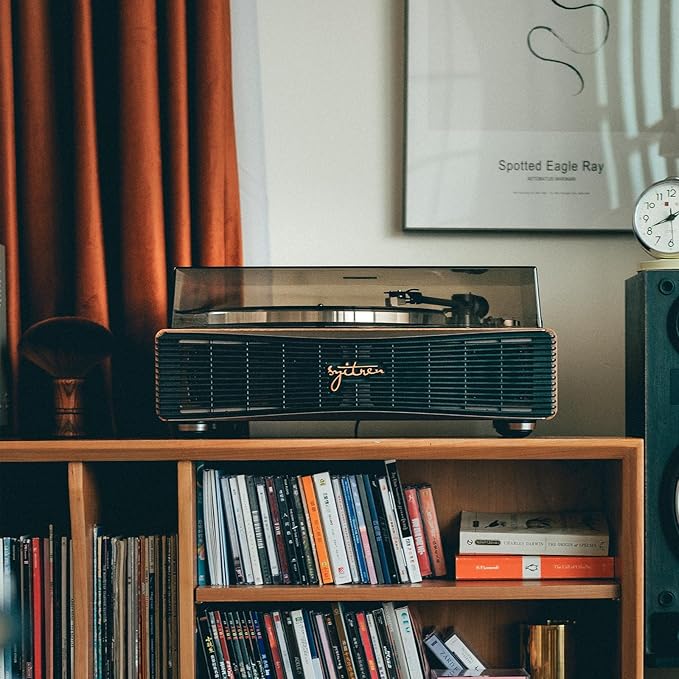 Paron Record Player Vintage Turntable for Vinyl Records with Built-in Speakers Bluetooth Retro Phonograph Wood Walnut