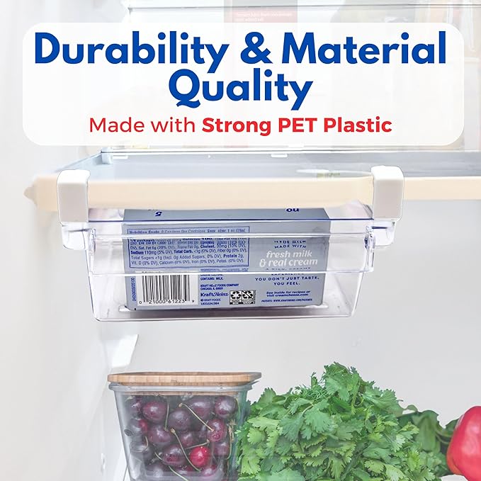 EVNE Refrigerator Drawers Fridge Drawer Organizer Fridge Organizer Drawers Small Size Refrigerator Shelf Pull Out Shelf Storage, Storage Egg Deli Cheese Meat 4 Liners Mats Included 15'' Max Size