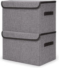 Large 42 Quarts Fabric Storage Bins with Lids [2-Pack] Linen Collapsible Foldable Storage Cubes, Closet Organizer Containers boxes with Handles for Home Office (16.7 x 12 x 12, Gray)