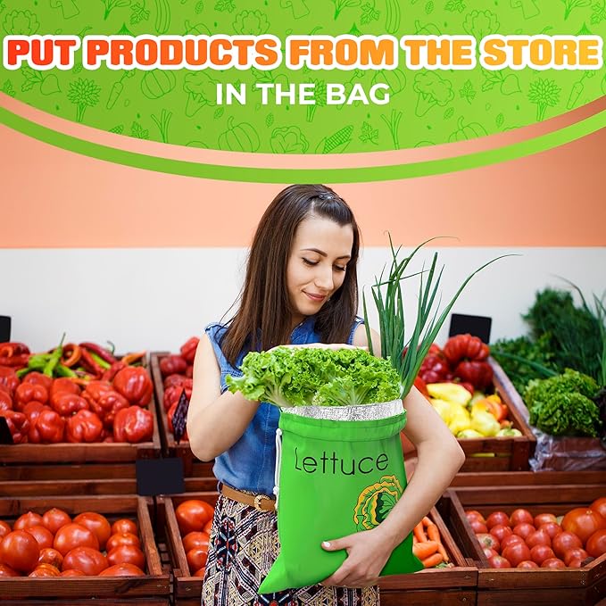 Banana & Lettuce Fresh Reusable Produce Bags – Vegetable & Fruit Storage Bags with Foil Lining for Freshness, Freezer & Refrigerator Safe