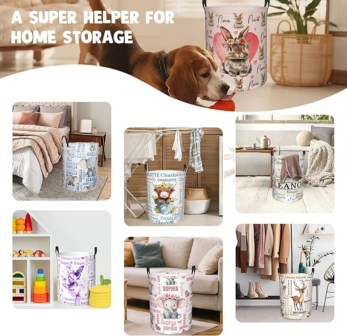 Custom Name Laundry Hamper, Personalized Laundry Baskets with Name for Boys Girls Women Men, Customized Collapsible Dirty Clothes Hamper Easy Storage Gifts for Bedroom Bathroom Living Room