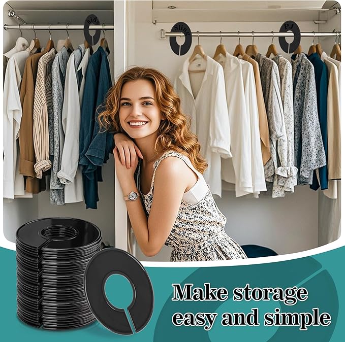 Sukh Closet Dividers 30pcs - Plastic Clothes Organizer Shelf Tags Labels for Clothing Rack Wardrobe Store Warehouse Nursery Must Haves Boutique Supplies Sturdy Durable Flexible No Burrs (Black)