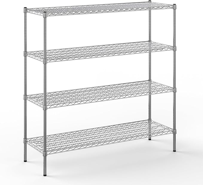 18" Deep x 54" Wide x 54" Height Wire Shelving Kit | 4-Tier | NSF Commercial Storage Rack Unit
