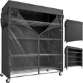 REIBII 45''W Storage Shelves Waterproof Metal Shelving with Cover Dustproof, Wire Shelving Unit Covers & Wheels Garage Storage Rack Wire Shelf for Kitchen Pantry, Storage Room, 45Wx17.72Dx72.83H