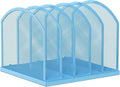 5-Section Vertical Desktop Organizer, 5-Section Mesh File Folder Stand Sorter for Office Home Classroom Organization (1, Blue)