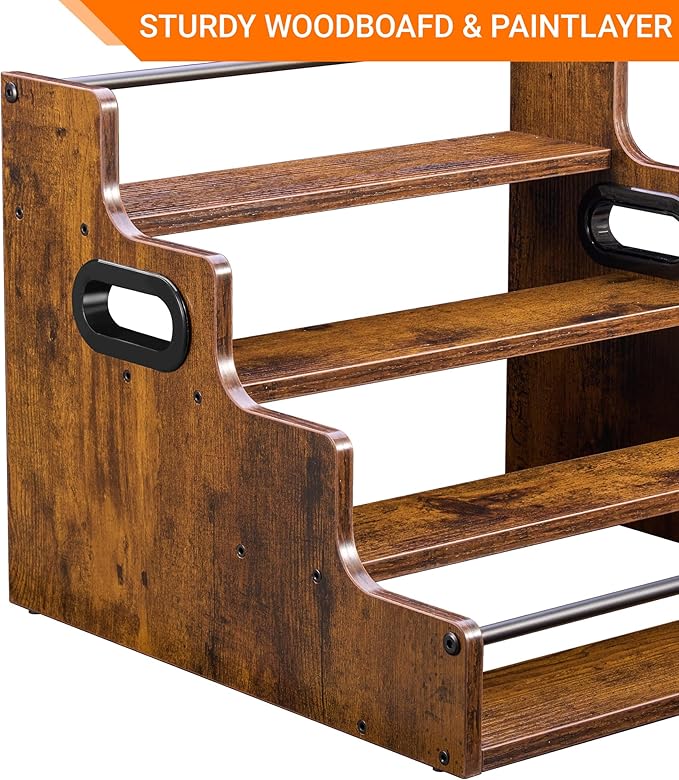 4-Tier Liquor Bottle Display Shelf, Coffee Syrup Rack Organizer, Water Bottle Organizer, Mini Bar Cabinet, Rustic Bar Shelves for Liquor Whiskey, Spirits
