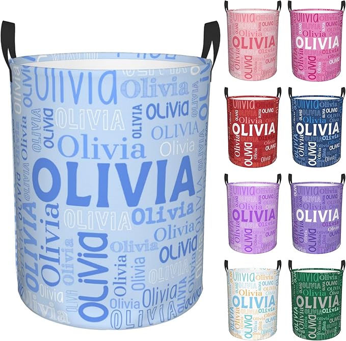 Custom Name Laundry Hamper, Personalized Laundry Basket with Name for Boys Girls Kids Men Women, Customized Name Dirty Clothes Basket Gifts for Clothes Toy Bathroom Bedroom Laundry Room Dorm
