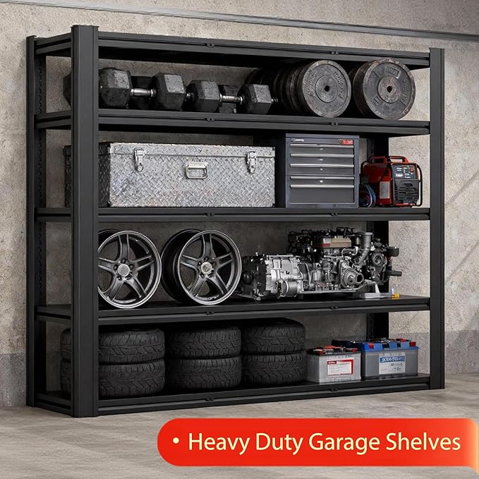 Heavy Duty Storage Shelves Unit, Adjustable Metal Garage Shelving,3500LBS Garage Storage Industrial Shelves,Storage Racks,Steel Shelf Suitable for Shop,Warehouse,Basement