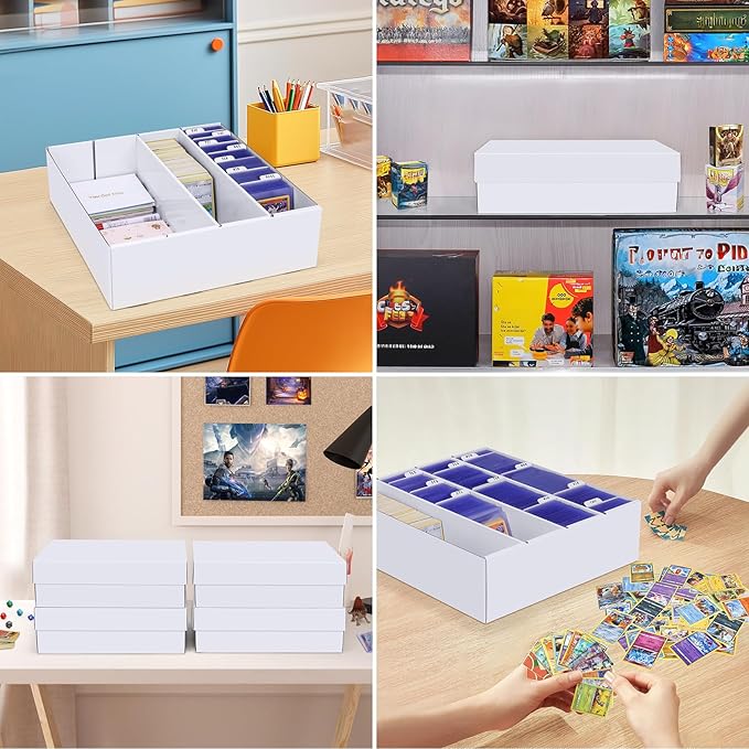 Trading Card Storage Box, 3200 Count Cardboard Storage Box with Divider for Sports, Tcg, Mtg Card(1 Pack)