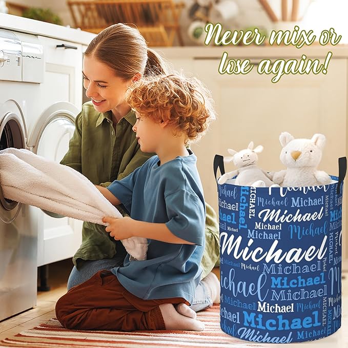 Custom Name Laundry Hamper, Personalized Laundry Baskets with Name for Boys Girls Women Men, Customized Collapsible Dirty Clothes Hamper Easy Storage Gifts for Bedroom Bathroom Living Room