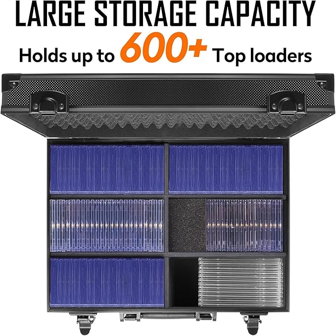 Top Loaders Storage Box with Key Lock - Holds up to 600+ Top loaders or 130+ 35pt One Touch, Trading Card Case Sports Card Storage Box, Not for Graded Card