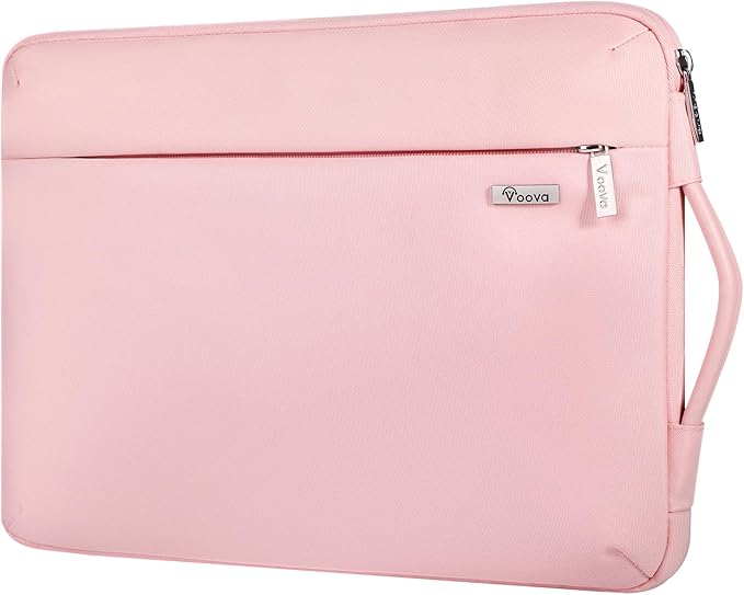 Voova Laptop Sleeve Case 15.6 16 Inch with Handle, 360° Protective Waterproof Slim Computer Bag Cover Compatible with MacBook Pro M2/M3/M4 16, HP Acer Lenovo Yoga ThinkPad Asus Laptop, Women, Pink