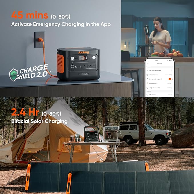 Jackery Explorer 1000 v2 Portable Power Station (1050Wh Version), 1500W AC/100W USB-C Output, LiFePO4 Battery, Fast Charge, Power Supply for Outdoor,Emergency, RV, Off-Grid Living