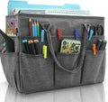 Cupohus Art Organizer Craft Storage Tote Bag with Pockets and Handles, Oxford Fabric Carrying Caddy for Teacher, Officer, Artist, Students, Traveler, and more –Grey