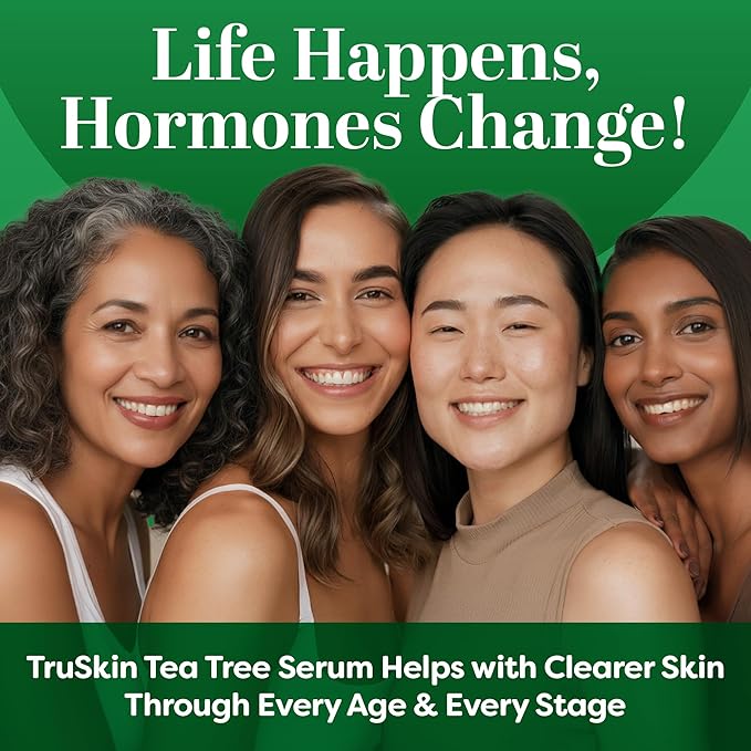 TruSkin Tea Tree Oil Acne Treatment for Face – Acne Serum – Improve the Appearance of Pores, Skin Tone for Smooth, Glowing Skin with Salicylic Acid, Vitamin C, Niacinamide & Retinol, 1 fl oz
