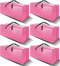 6 Pack Heavy Duty Large Moving Bags W/Backpack Straps - Strong Handles & Zippers, Storage Totes For Space Saving, Fold Flat, Alternative to Moving Box and Storage Bin, Pink