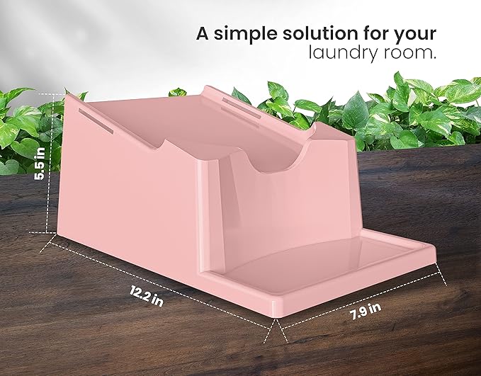 TidyFriend Liquid Laundry Detergent Holder Stand with Drip Tray & Rubber-Grip Feet, Stand for Laundry Room Organization and Storage, Fabric Softener Dispenser with Cup Holder for Easy Pouring (Rose)