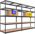 HOMEDANT 5 Tier Storage Shelves Adjustable Laminated Boltless Garage Metal Shelving Unit Heavy Duty Utility Rack Shelf Warehouse Pantry Closet Kitchen (2, (XL Deep) 48.1" W, Black)