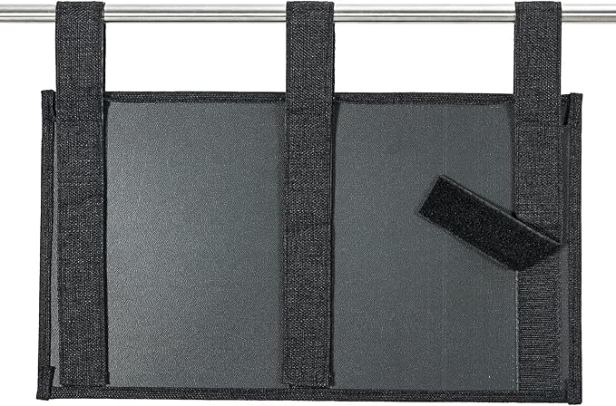 Linen Bedside Caddy, Bedside Storage Organizer for Hospital Beds, College Dorm Rooms or Baby Bed (6 Pockets-Black)