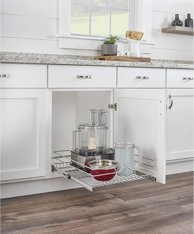 Rev-A-Shelf Kitchen Cabinet Pullout Shelf and Drawer Organizer Slide Out Pantry Storage Basket in Multiple Sizes, 15 x 20 In, 5WB1-1520CR-1